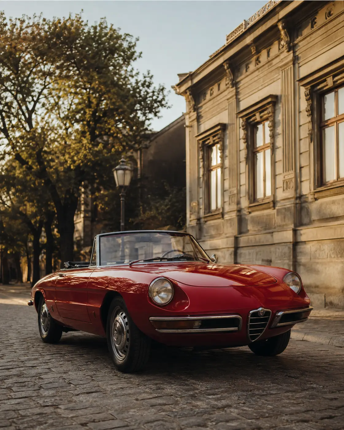 Crvena Alfa Romeo Spider na ulici u Beogradu